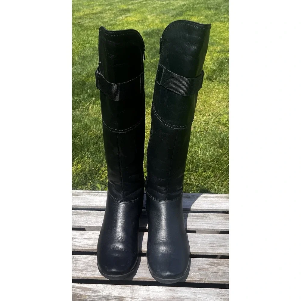 Paul Green Knee High Riding Boots Black Leather‎ Women's Shoe Size 6.5 UK 4